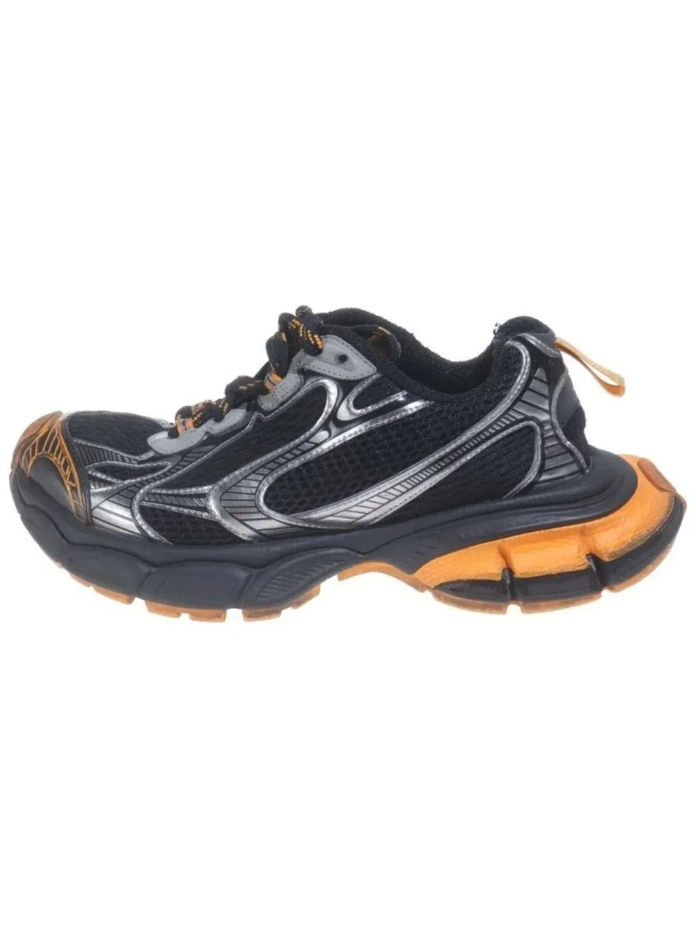 Balenciaga Sneaker Distressed Mesh Low Cut Sneakers Black Orange